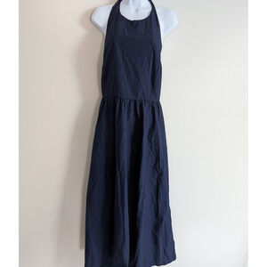 Gap Midi Dress Women XL Drop Waist Halter Coastal Cottage Minimalist Blue Staple